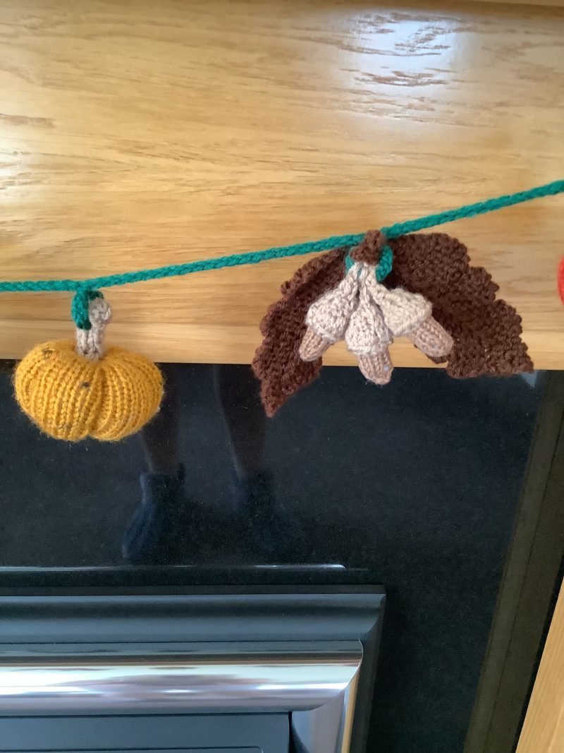 Autumnal hand knitted garland