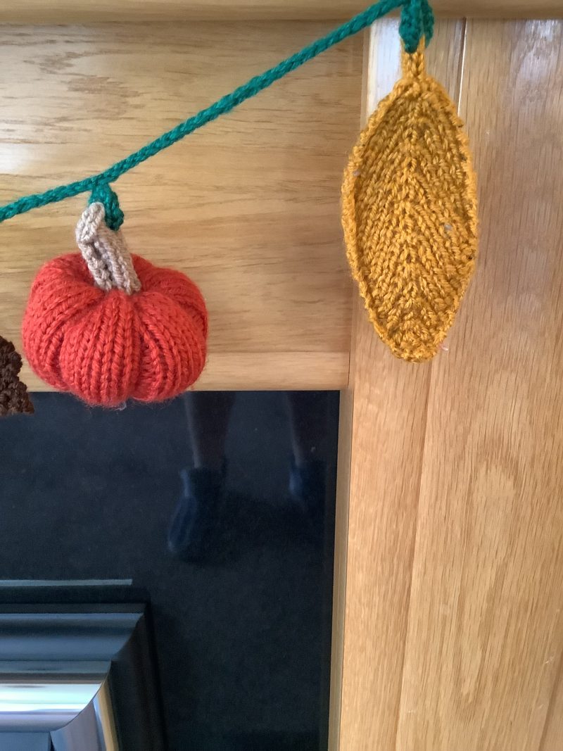 Autumnal hand knitted garland