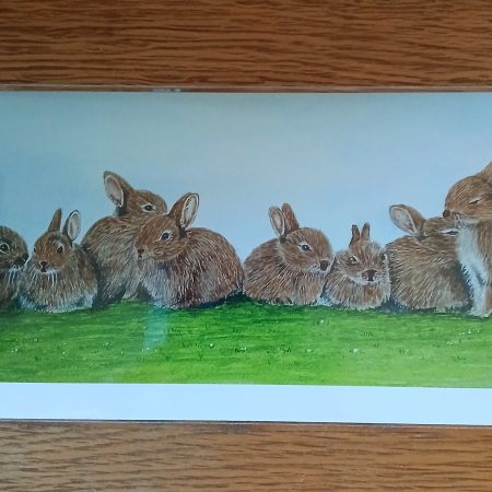 Rabbits card with white envelope, Rabbits blank card