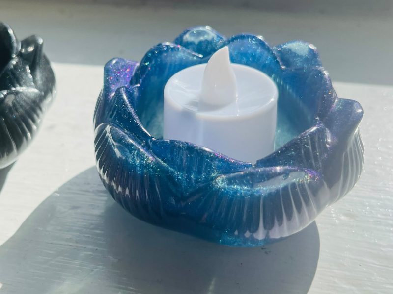Handmade Flower Tealight Holder with Battery Light Included