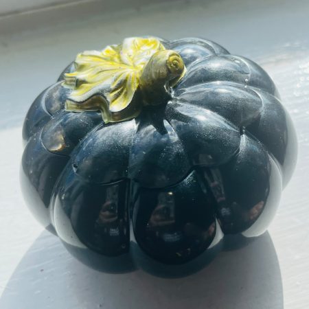 Handmade Resin Pumpkin Tealight and Trinket Dish in Black or Orange