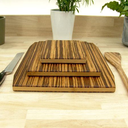 Set of 3 Tiger Bamboo Chopping Boards – Large, Medium & Small