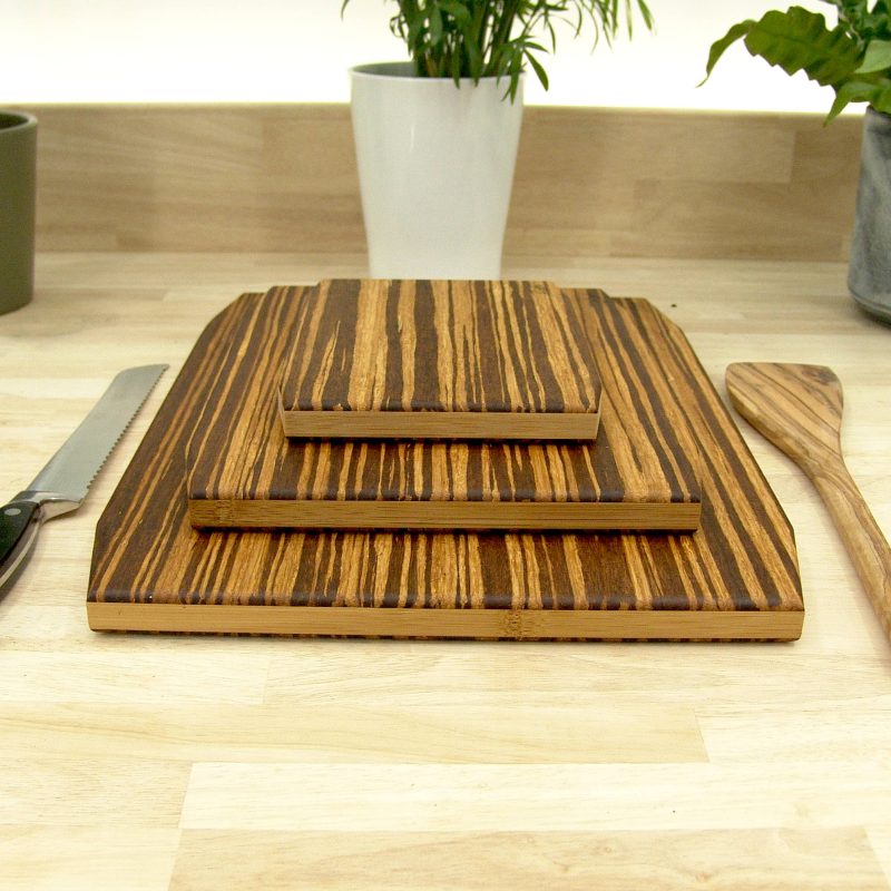Set of 3 Tiger Bamboo Chopping Boards – Large, Medium & Small