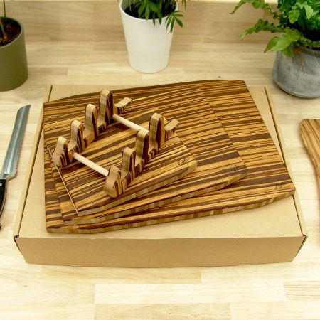 Set of 3 Tiger Bamboo Chopping Boards – Large, Medium & Small
