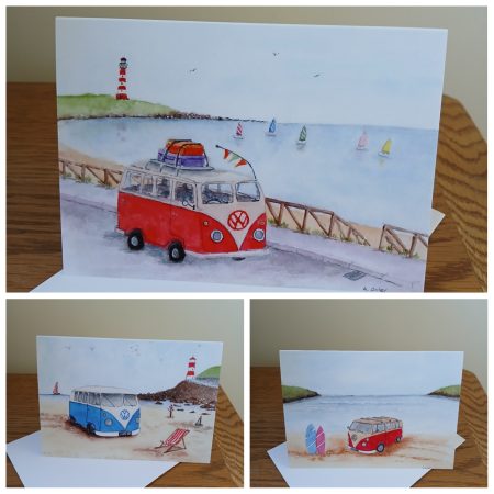 Campervan Greeting Cards with White Envelopes, 150x105mm choice of 3 cards blank inside