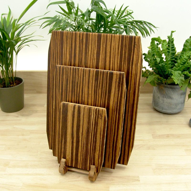 Set of 3 Tiger Bamboo Chopping Boards – Large, Medium & Small
