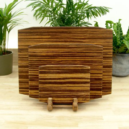 Set of 3 Tiger Bamboo Chopping Boards – Large, Medium & Small