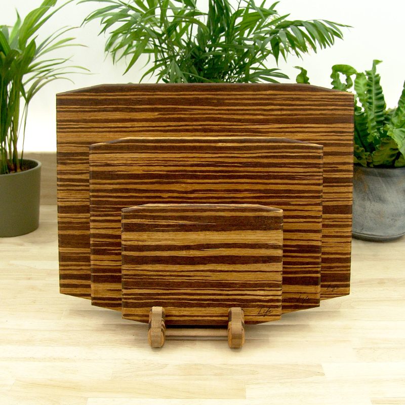 Set of 3 Tiger Bamboo Chopping Boards – Large, Medium & Small
