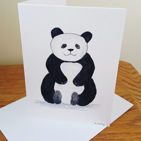 Hand Painted Panda Greetings Card with Envelope, 147mm x 105mm
