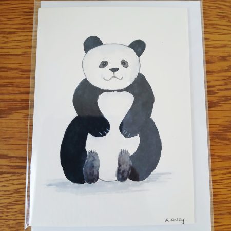 Hand Painted Panda Greetings Card with Envelope, 147mm x 105mm