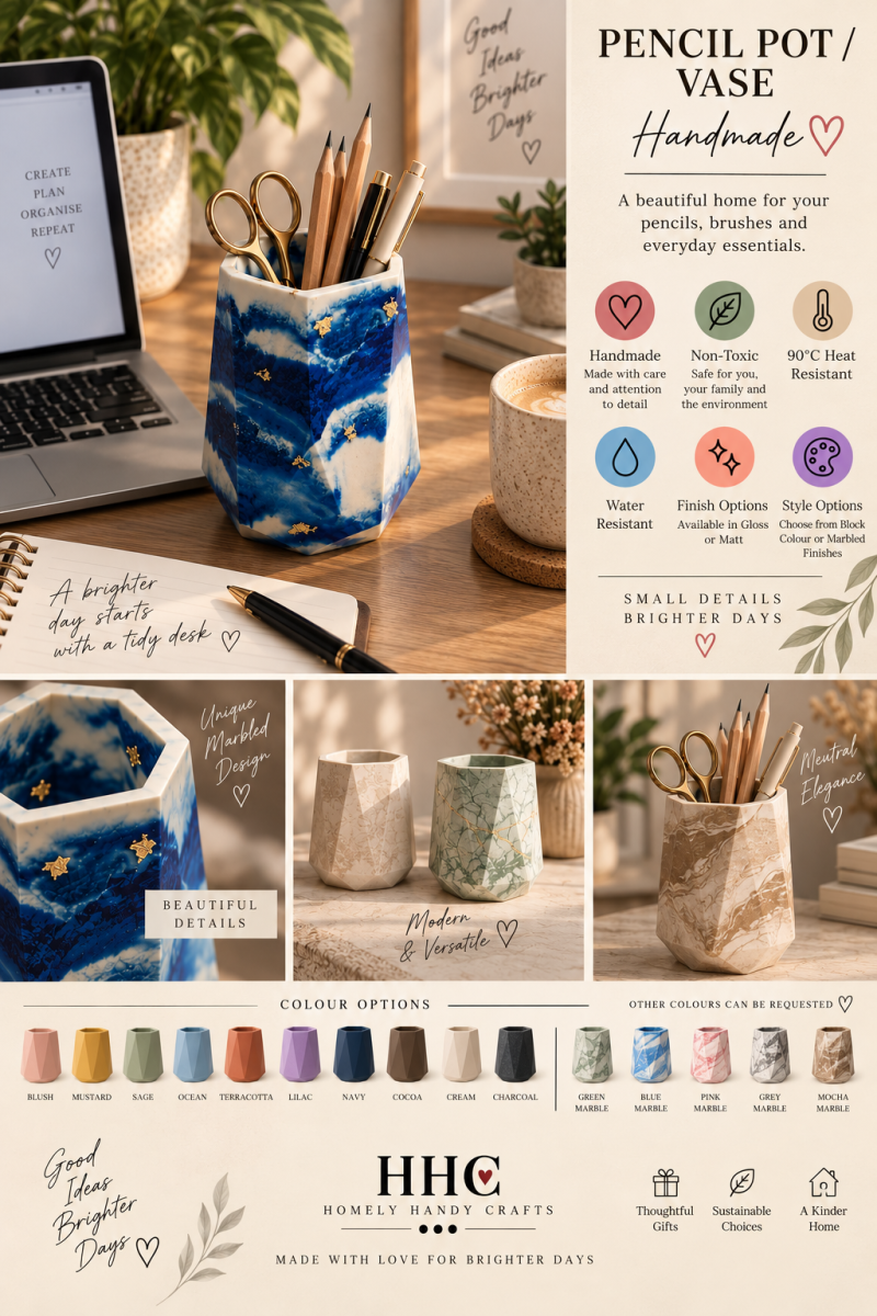Pencil Pot/ Vase - Jesmonite/ Eco Resin – Made to Order