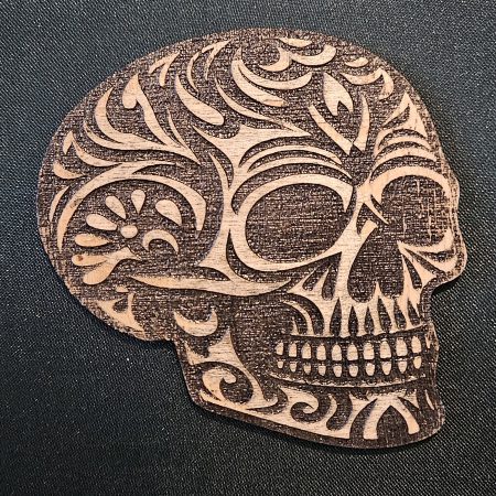 Set of 5 Gothic Skull Coasters Hand-painted Laser Cut Plywood Coasters