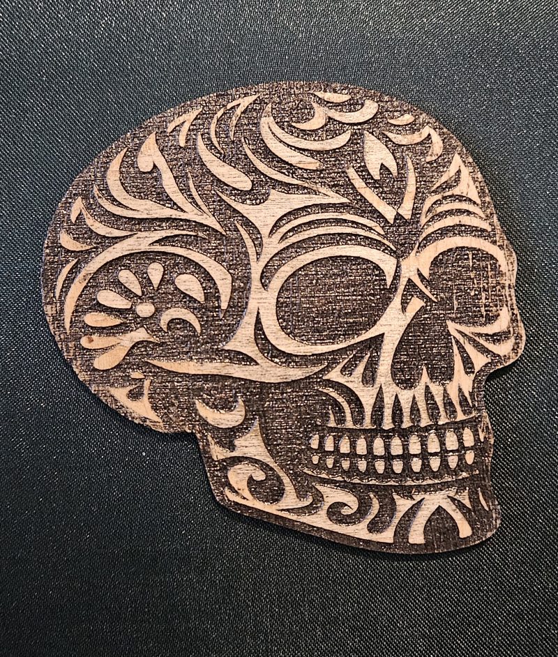 Set of 5 Gothic Skull Coasters Hand-painted Laser Cut Plywood Coasters