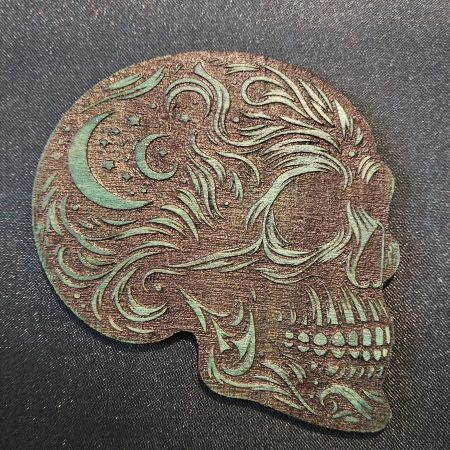 Set of 5 Gothic Skull Coasters Hand-painted Laser Cut Plywood Coasters