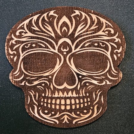 Set of 5 Gothic Skull Coasters Hand-painted Laser Cut Plywood Coasters