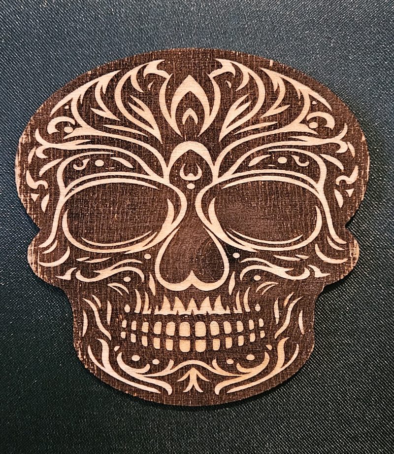 Set of 5 Gothic Skull Coasters Hand-painted Laser Cut Plywood Coasters