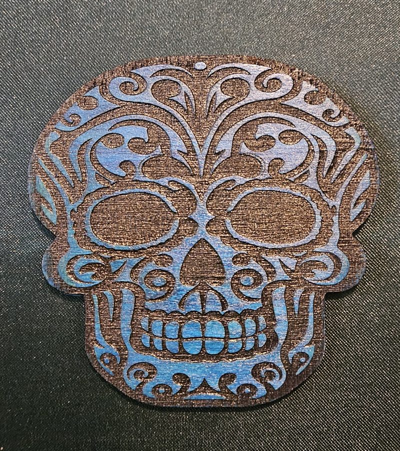 Set of 5 Gothic Skull Coasters Hand-painted Laser Cut Plywood Coasters