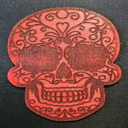 Set of 5 Gothic Skull Coasters Hand-painted Laser Cut Plywood Coasters