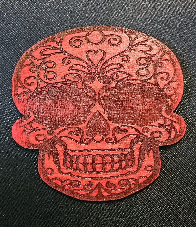 Set of 5 Gothic Skull Coasters Hand-painted Laser Cut Plywood Coasters