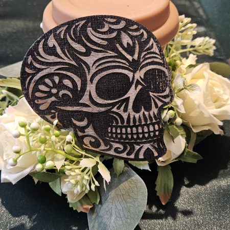 Set of 5 Gothic Skull Coasters Hand-painted Laser Cut Plywood Coasters