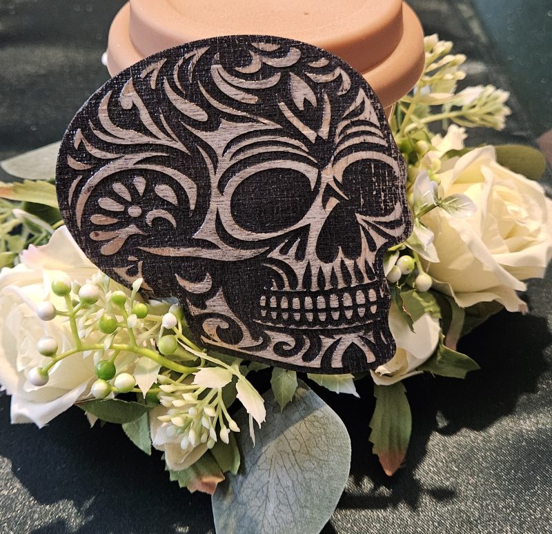 Set of 5 Gothic Skull Coasters Hand-painted Laser Cut Plywood Coasters