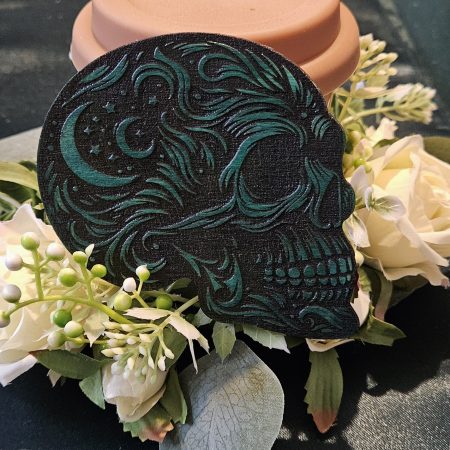 Set of 5 Gothic Skull Coasters Hand-painted Laser Cut Plywood Coasters