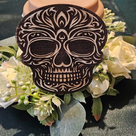 Set of 5 Gothic Skull Coasters Hand-painted Laser Cut Plywood Coasters