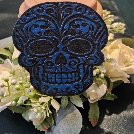 Set of 5 Gothic Skull Coasters Hand-painted Laser Cut Plywood Coasters