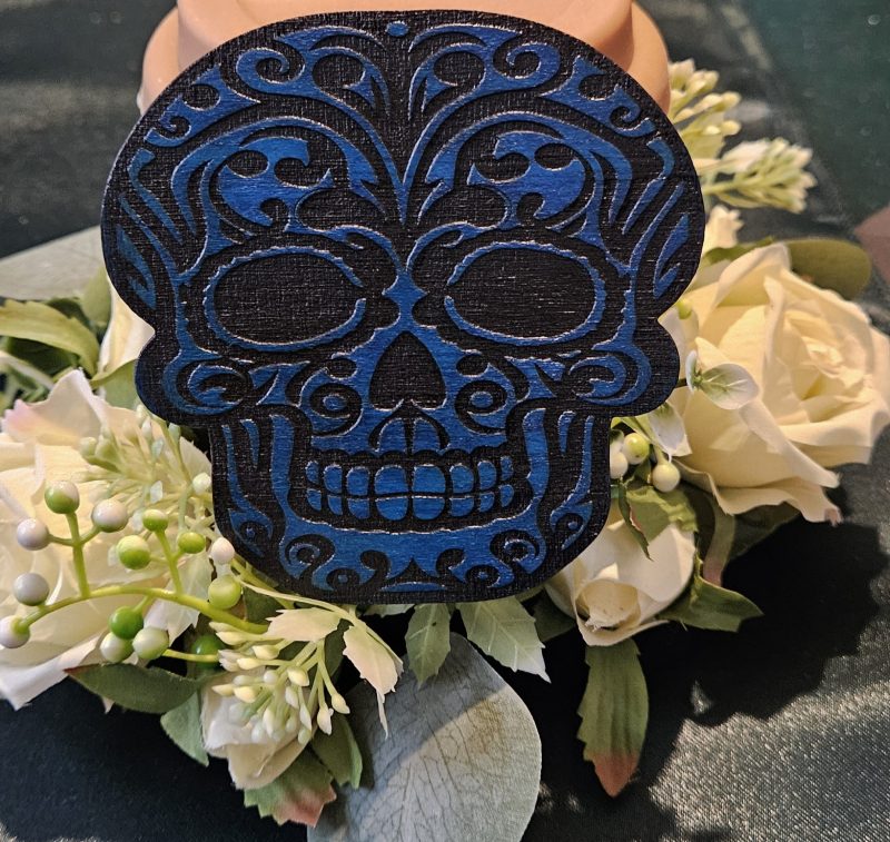 Set of 5 Gothic Skull Coasters Hand-painted Laser Cut Plywood Coasters