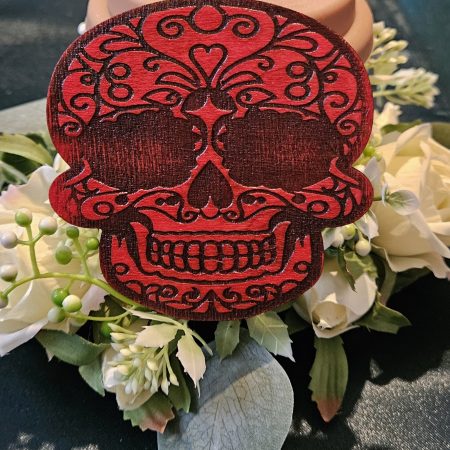 Set of 5 Gothic Skull Coasters Hand-painted Laser Cut Plywood Coasters