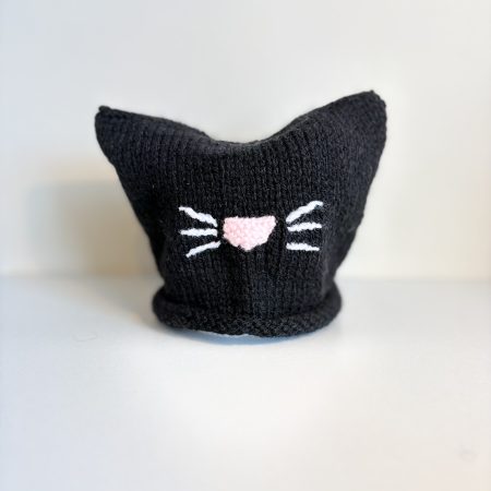 Hand knitted black cat hat available in 3 sizes