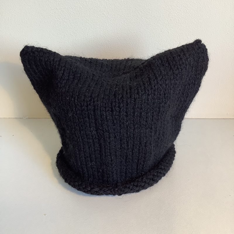 Hand knitted black cat hat available in 3 sizes