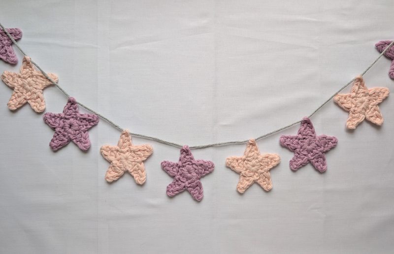 Crochet star bunting, Pink & Lilac