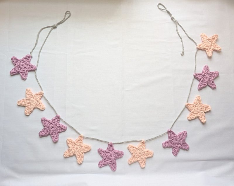 Crochet star bunting, Pink & Lilac