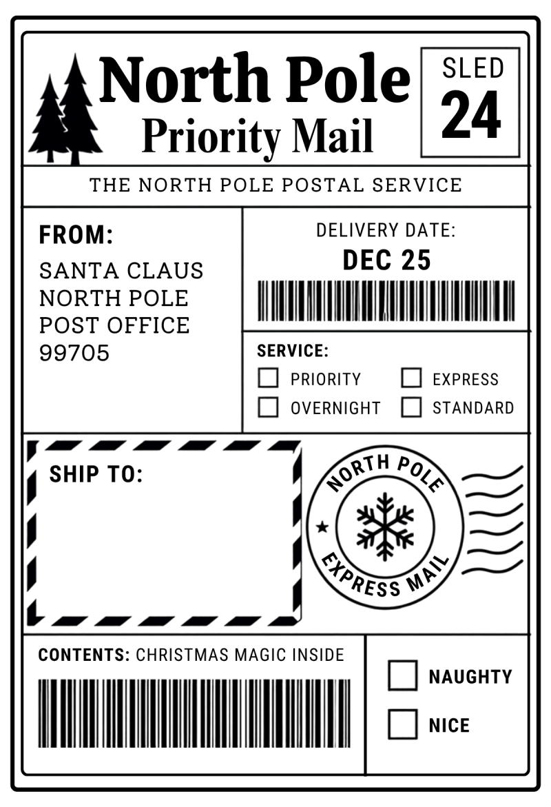 Pack off 10 Christmas shipping style labels
