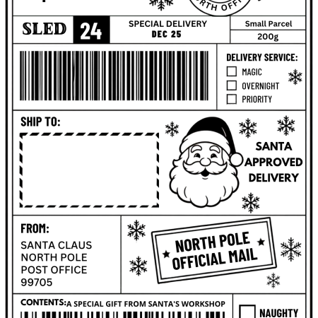 Pack off 10 Christmas shipping style labels
