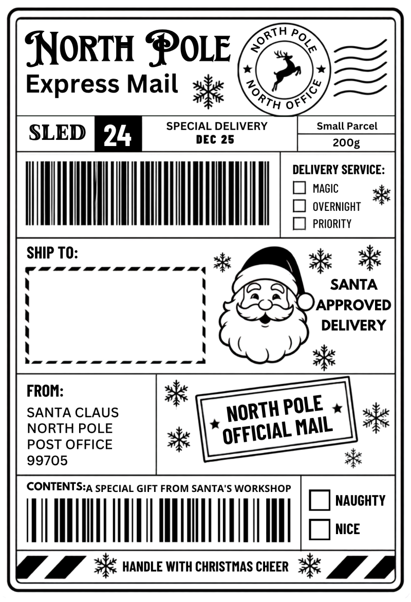 Pack off 10 Christmas shipping style labels