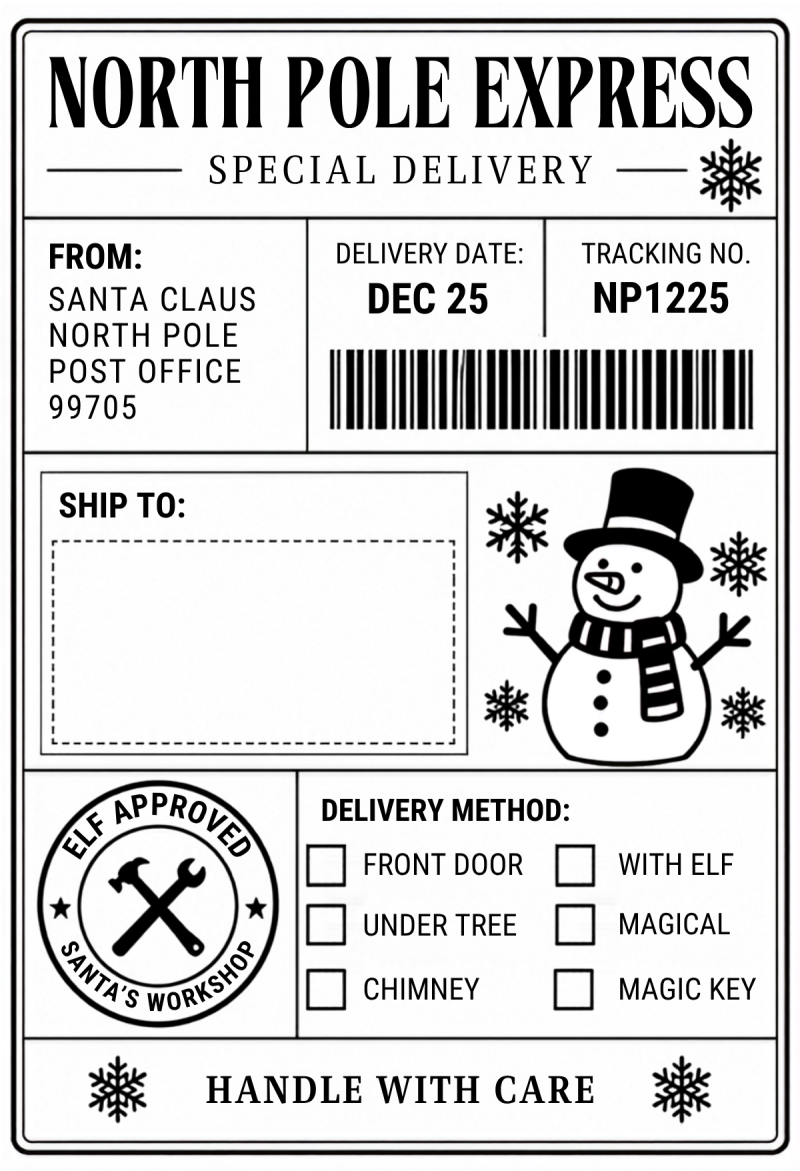 Pack off 10 Christmas shipping style labels