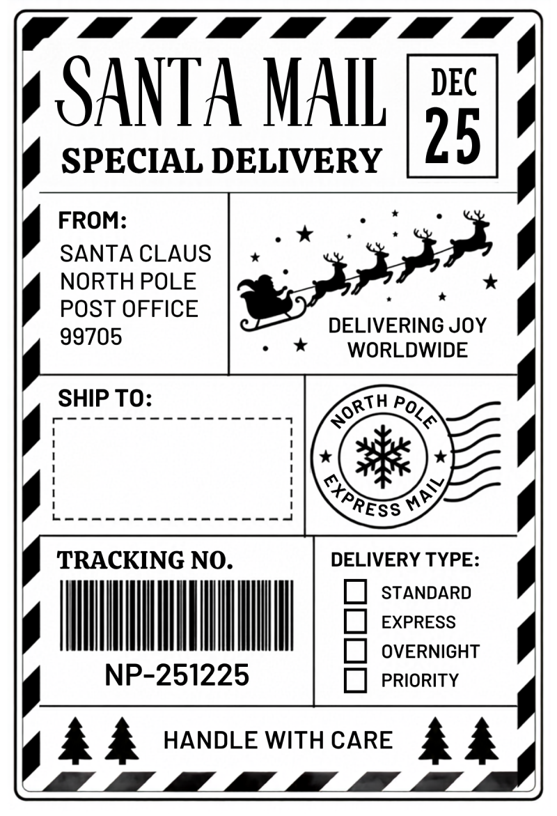 Pack off 10 Christmas shipping style labels