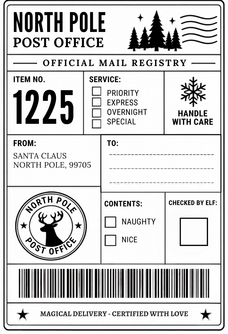 Pack off 10 Christmas shipping style labels