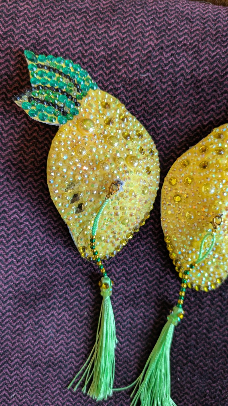 Handmade burlesque nipple tassels and pasties lemons