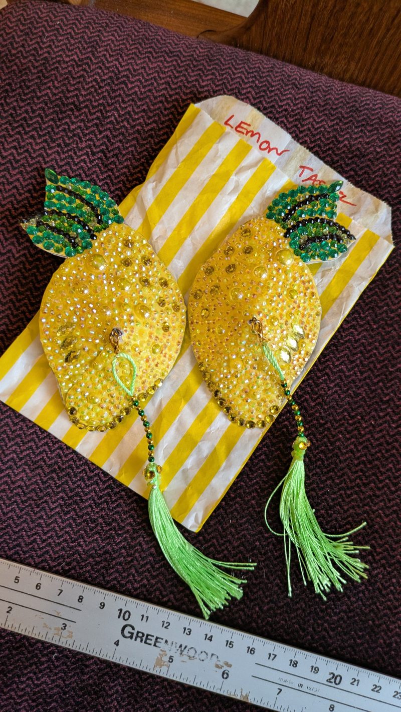 Handmade burlesque nipple tassels and pasties lemons