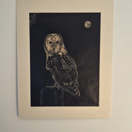 Original Hand-painted Bleach Portrait - Barn Owl