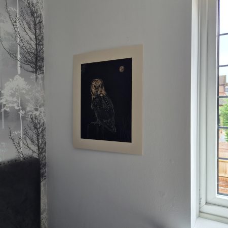 Original Hand-painted Bleach Portrait - Barn Owl