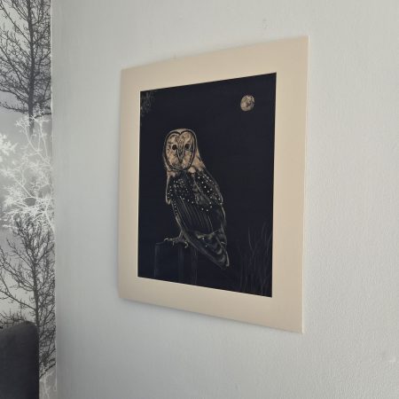 Original Hand-painted Bleach Portrait - Barn Owl