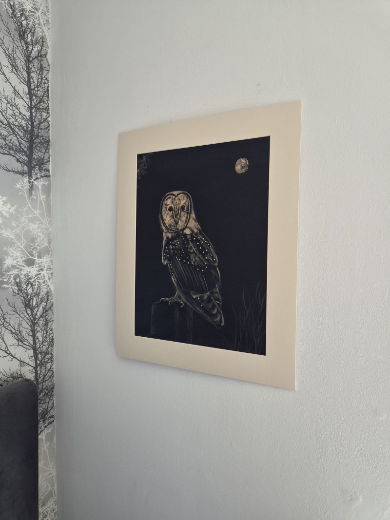 Original Hand-painted Bleach Portrait - Barn Owl