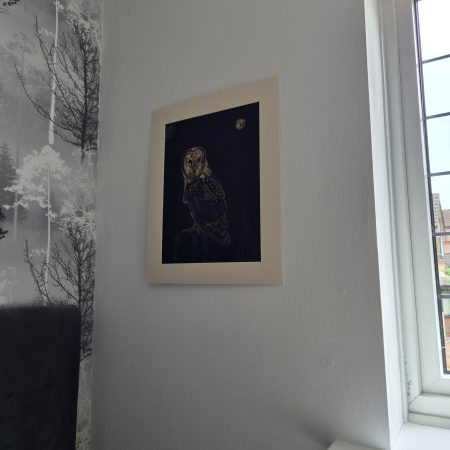Original Hand-painted Bleach Portrait - Barn Owl