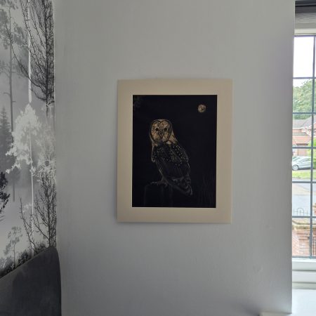 Original Hand-painted Bleach Portrait - Barn Owl