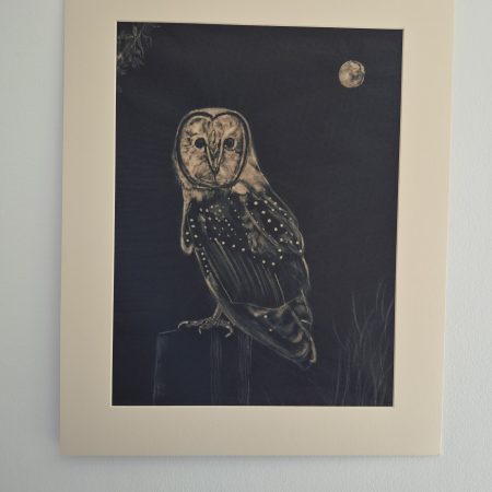 Original Hand-painted Bleach Portrait - Barn Owl