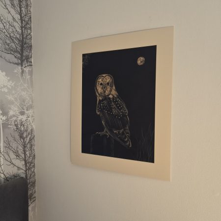 Original Hand-painted Bleach Portrait - Barn Owl